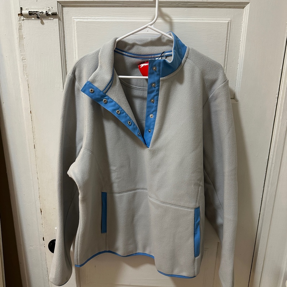 PUMA Gray and Blue Snap Pullover